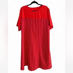 Women’s Plus Size Red and White Polka Dot Midi Dress Size 2XL Brand New